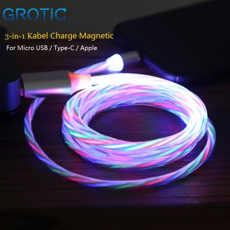 Kabel Charger Magnetic GROTIC Fast Charging USB 3 In 1 Tipe C Micro IPhone Lampu LED Panjang Untuk IPhone Samsung Xiaomi Huawei Oppo Vivo Kabel Charger Magnetic GROTIC Fast Charging USB 3 In 1 Tipe C Micro IPhone Lampu LED Panjang Untuk IPhone Samsung Xiaomi Huawei Oppo Vivo