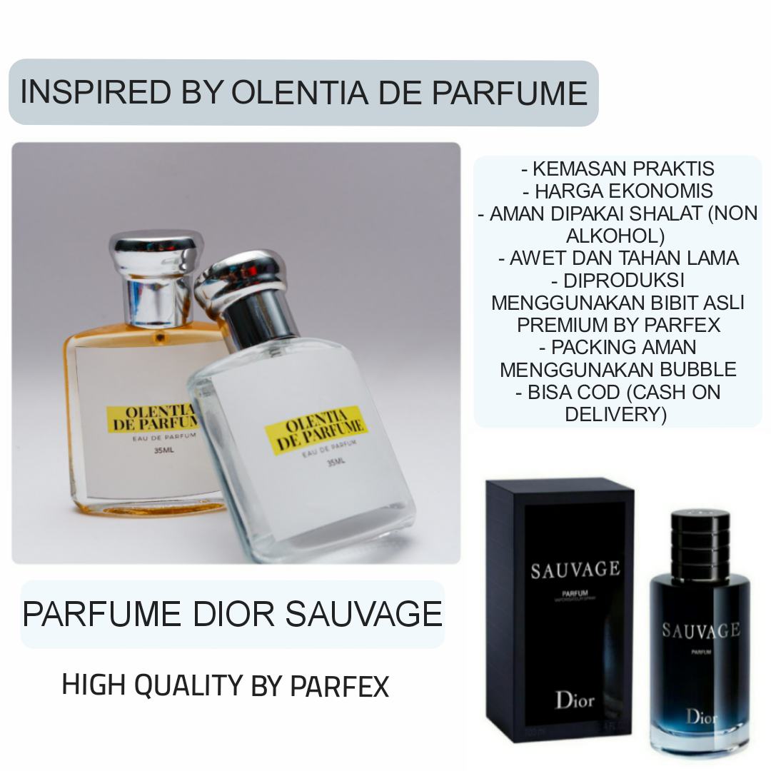 PARFUM PRIA PEMIKAT WANITA ORIGINAL / PARFUM AWET DAN TAHAN LAMA / PARFUM NON ALKOHOL / MINYAK WANGI PRIA / PARFUME DIOR SAUVAGE 35ML OLENTIA DE PARFUME PARFUM PRIA PEMIKAT WANITA ORIGINAL / PARFUM AWET DAN TAHAN LAMA / PARFUM NON ALKOHOL / MINYAK WANGI PRIA / PARFUME DIOR SAUVAGE 35ML OLENTIA DE PARFUME