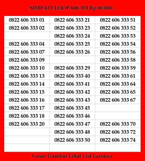 Nomor Cantik Simpati Loop 222333 Kartu Perdana Prabayar Telkomsel 4G LTE Murah Nomor Cantik Simpati Loop 222333 Kartu Perdana Prabayar Telkomsel 4G LTE Murah