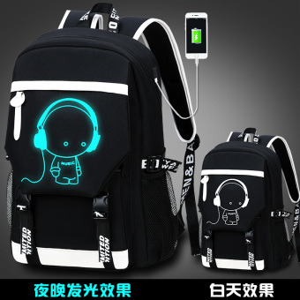 Bercahaya Korea Fashion Style Laki-laki Pria Perjalanan Tas Ransel Tas Ransel (Bercahaya musik