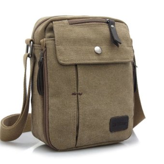 Tas Pria Men Vintage Canvas Multifunction Travel Satchel Messenger Shoulder Bag - Khaki