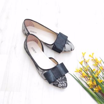 Bebbishoes-Lace Ribbon Flatshoes-Black