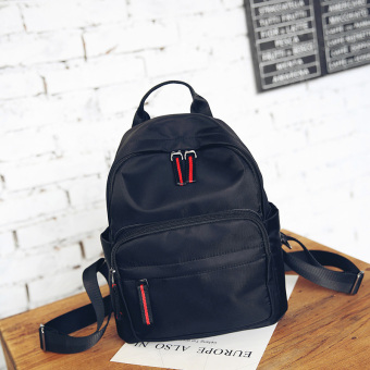 Tas Ransel Korea Fashion Style Perempuan Tas Sederhana Nilon (Hitam)