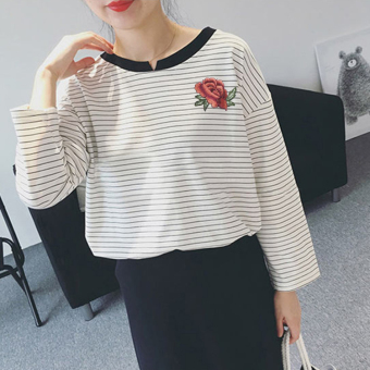Kaos Korea Modis Gaya Musim Semi atau Musim Gugur Baju Dalaman Wanita Ukuran Besar (5017