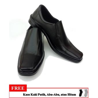 Hagen - Sepatu Pantofel Pria Polos - Sepatu Formal Pria Polos - Hitam - Free Kaos