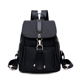 Tahan Air Nilon Bahu Ransel (Hitam)