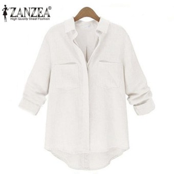 Zanzea Modis Musim Semi Kasual Wanita Blusas Longgar Tombol Bomber Lengan Panjang Blus Kerah Yg Terlipat