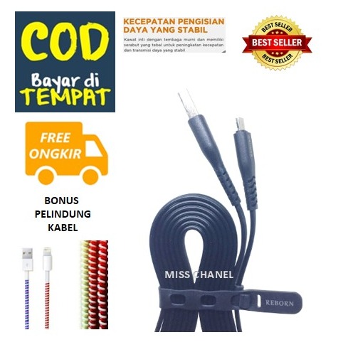 Kabel Data Fast Charging REBORN Original Micro Usb Fast Charging Ukuran 150cm & 200cm - Promo Bonus Pelindung Kabel Kabel Data Fast Charging REBORN Original Micro Usb Fast Charging Ukuran 150cm & 200cm - Promo Bonus Pelindung Kabel