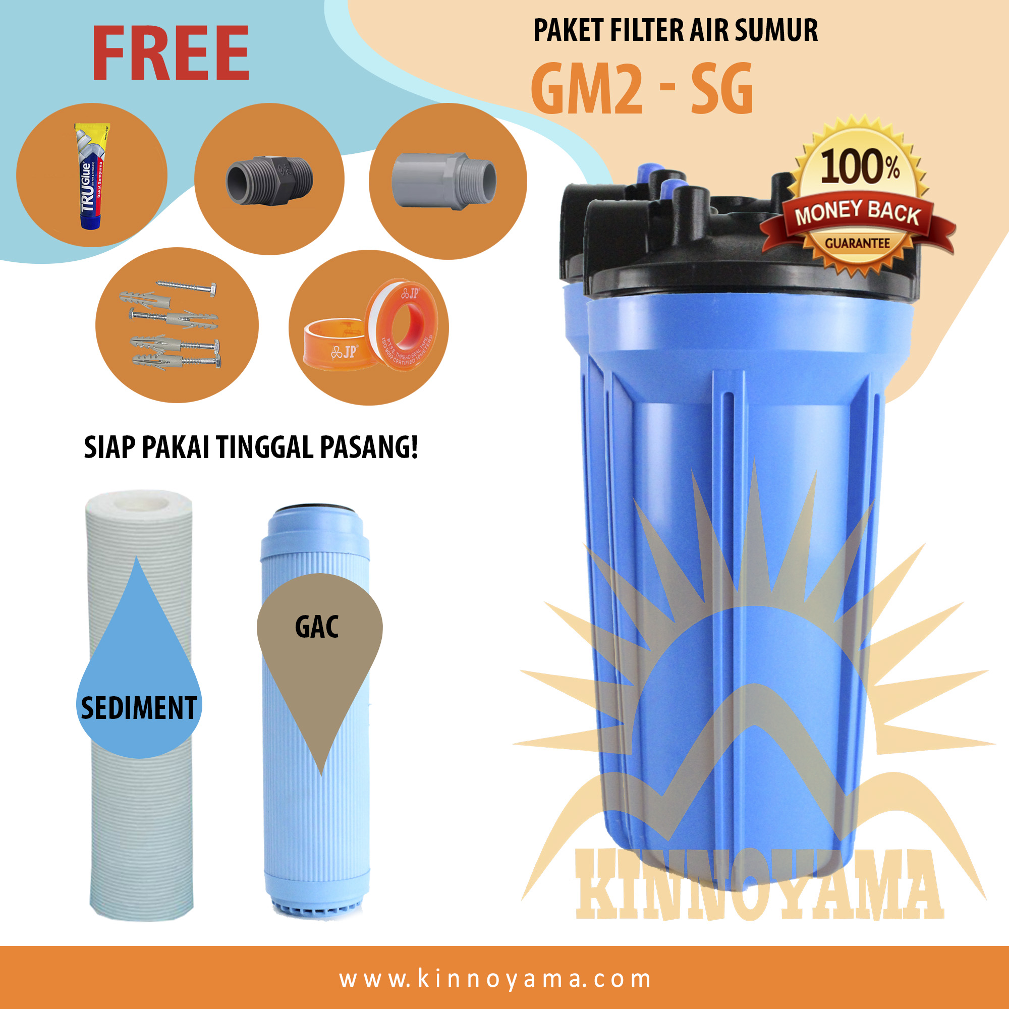 Paket GM 2 Saringan / Filter Air Siap Pakai (Blue 10 drat 3/4 SG) Paket GM 2 Saringan / Filter Air Siap Pakai (Blue 10 drat 3/4 SG)