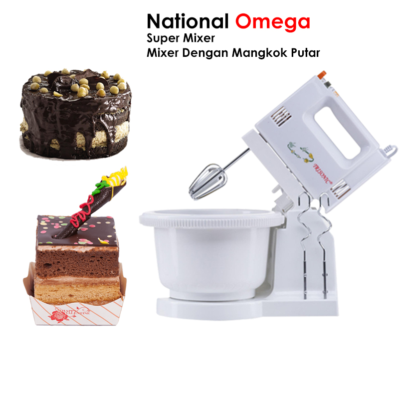 Battle store 1 Set Mixer National Omega Alat Pengaduk Adonan Kue With Mangkok Adonan - Mixer With Stand And Bowl National NO-1506 - Murah Battle store 1 Set Mixer National Omega Alat Pengaduk Adonan Kue With Mangkok Adonan - Mixer With Stand And Bowl National NO-1506 - Murah