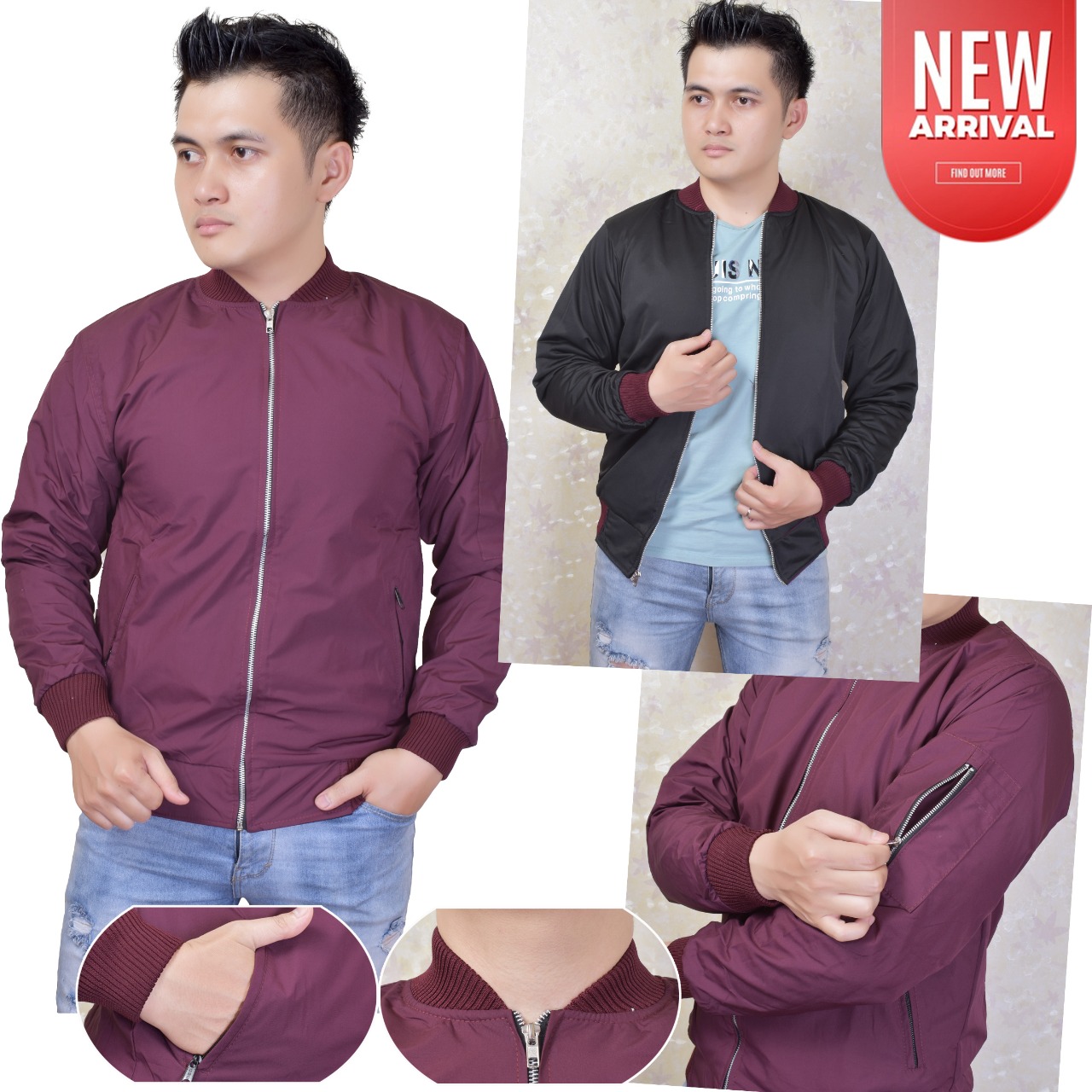 FAHIM STORE Jaket Bomber Polos Pria Hitam - Navy - Marun - Hijau - Cream Kuning FAHIM STORE Jaket Bomber Polos Pria Hitam - Navy - Marun - Hijau - Cream Kuning