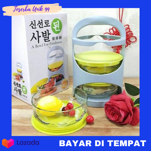 Rantang Kaca 3 Susun - Bowl Glass - Mangkok Tempat Bekal Makanan Rantang Kaca 3 Susun - Bowl Glass - Mangkok Tempat Bekal Makanan