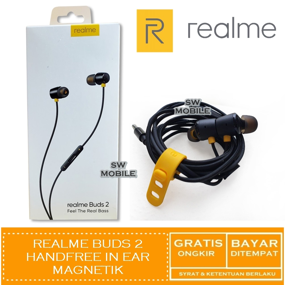 Realme Buds 2 RMA115 Earphone / Headset In-Ear Magnetik Kabel Jack 3.5mm Feel The Real Bass Original - Hitam Realme Buds 2 RMA115 Earphone / Headset In-Ear Magnetik Kabel Jack 3.5mm Feel The Real Bass Original - Hitam