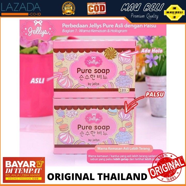 PURE SOAP BY JELLYS 100% ORIGINAL THAILAND ASLI HOLOGRAM JELLYS - JAMINAN ORIGINAL BISA TRACKING BARCODE - SABUN PEMUTIH PURE SOAP BY JELLYS 100% ORIGINAL THAILAND ASLI HOLOGRAM JELLYS - JAMINAN ORIGINAL BISA TRACKING BARCODE - SABUN PEMUTIH
