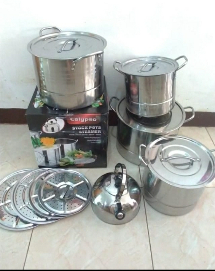 Stockpot Silver Touch / panci set steamer stocpot stainless / panci kukus / panic dandang COD Stockpot Silver Touch / panci set steamer stocpot stainless / panci kukus / panic dandang COD