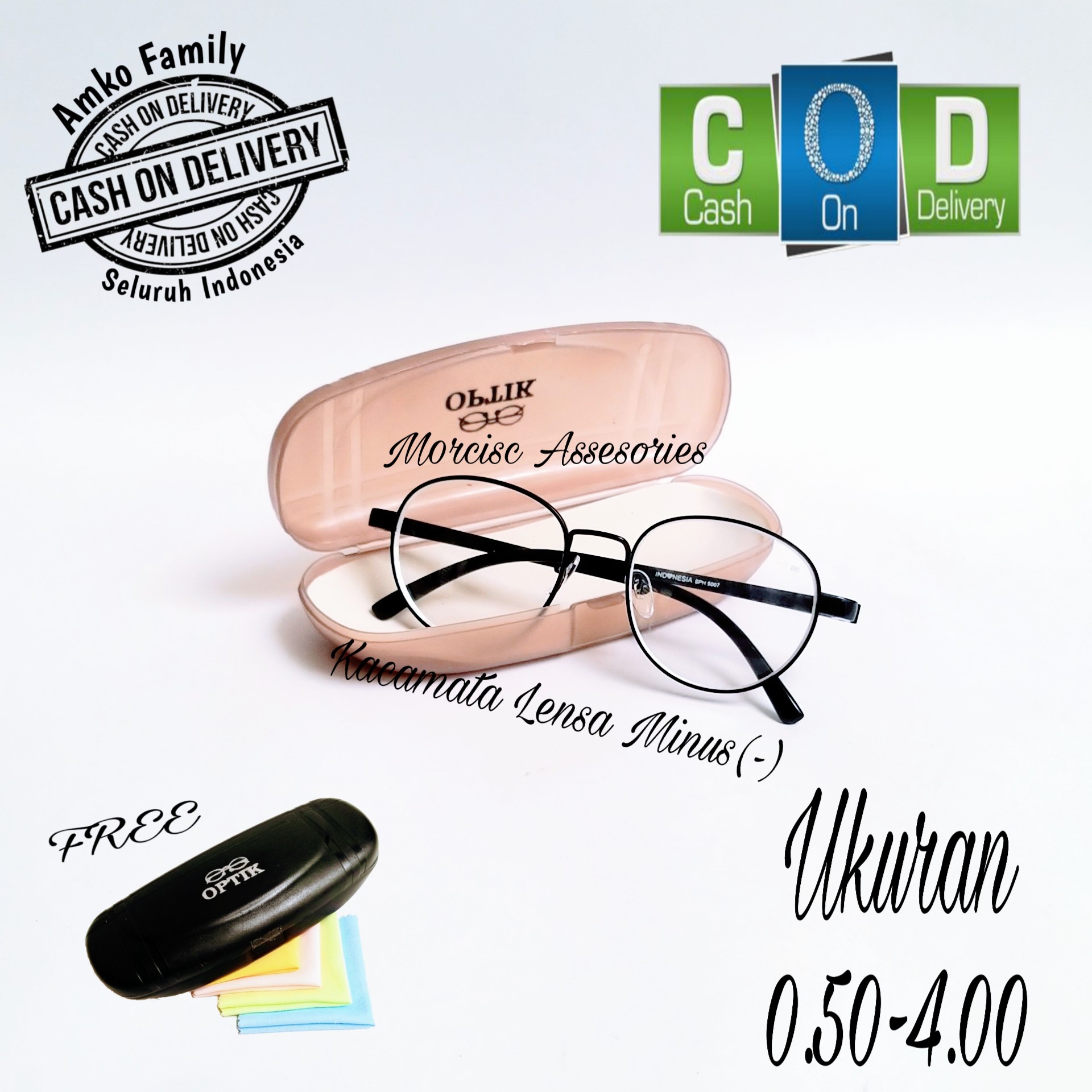 PROMO COD - Kacamata Minus Model Oval Rangka Optik Korean 0.50-4.00 Free Box Dan Lap Pembersih Sunglasses Style Vintage New PROMO COD - Kacamata Minus Model Oval Rangka Optik Korean 0.50-4.00 Free Box Dan Lap Pembersih Sunglasses Style Vintage New