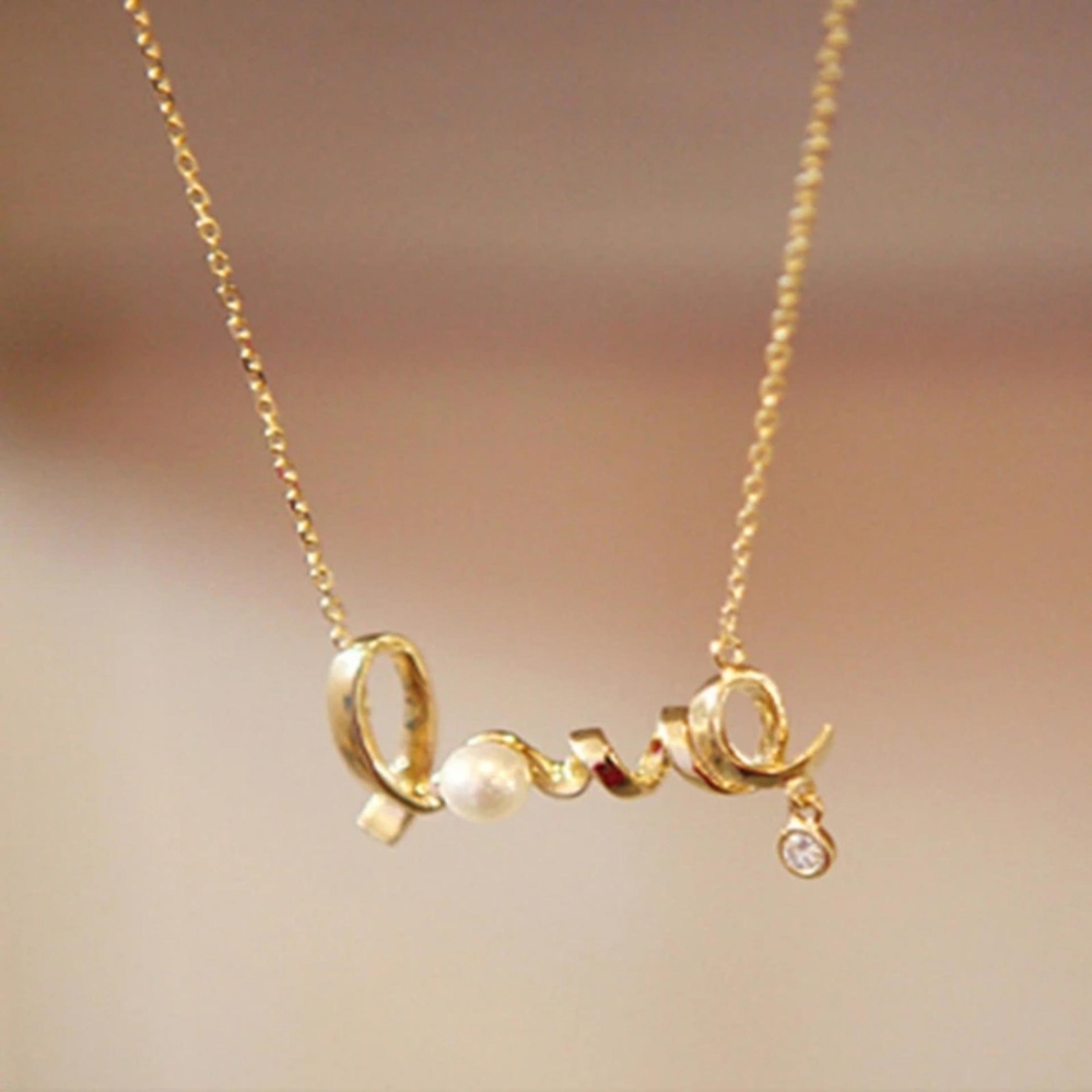 Amefurashi Kalung Clavicle Love Gold Necklace Amefurashi Kalung Clavicle Love Gold Necklace