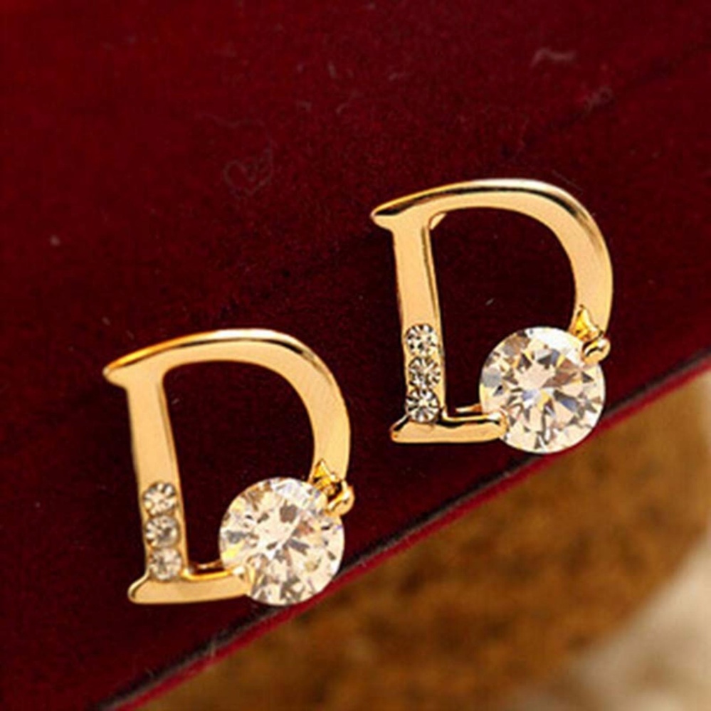 Fashion Emas Telinga Anting Tindik Huruf D Chic Vogue Stud Earrings Women Perhiasan-Intl Fashion Emas Telinga Anting Tindik Huruf D Chic Vogue Stud Earrings Women Perhiasan-Intl