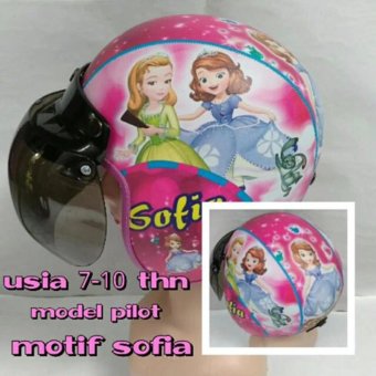 Helm Anak lucu usia 7 sampai 10 tahun Motif Pilot Sofia