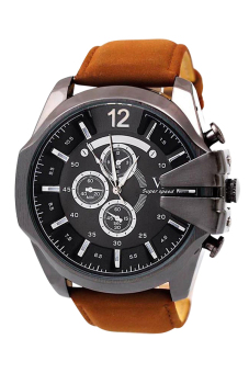 Bluelans Pria Coklat Perhiasan Imitasi Kulit Strap
