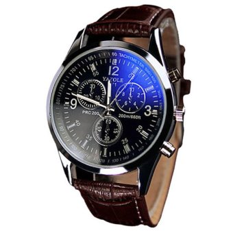Yazole Jam Tangan Pria Quartz Kulit Analog Fashion Men Leather Wrist Watch