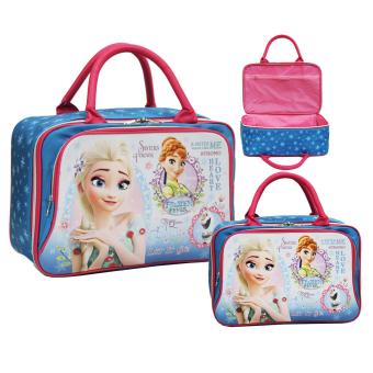 Onlan Travel Bag Motif Karakter Anak Dua Kantung Kain Sponge Anti Air - Blue