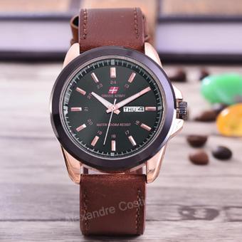 Swiss Army - Jam Tangan Pria - Body Rose Gold- Black Dial - Brown Leather