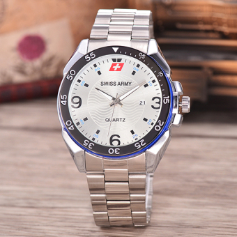 Swiss Army Jam Tangan Pria - Body Silver - White Dial - SA-RT-