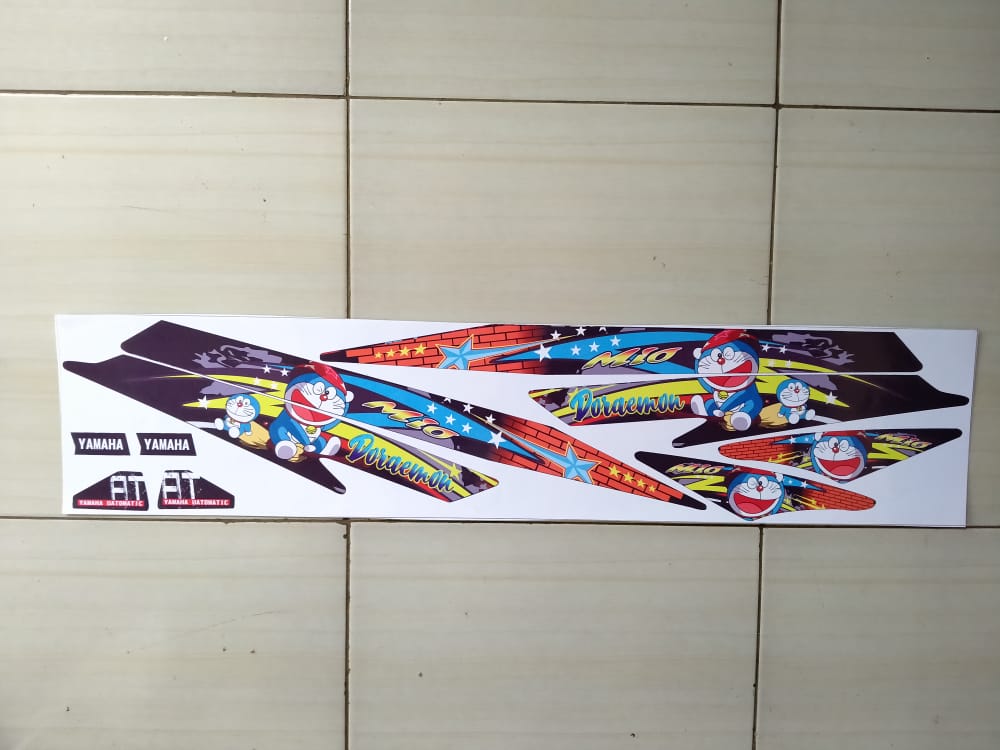 Striping Stiker Variasi Motor Mio Sporty Doraemon hitam merah Striping Stiker Variasi Motor Mio Sporty Doraemon hitam merah