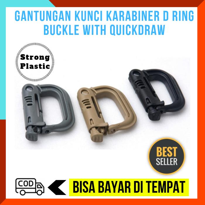 Gantungan Kunci Karabiner D Ring Buckle with Quickdraw / Gantungan Multifungsi Tahan Kuat Besi / Pengait Serbaguna Karabiner Gantungan Kunci Karabiner D Ring Buckle with Quickdraw / Gantungan Multifungsi Tahan Kuat Besi / Pengait Serbaguna Karabiner