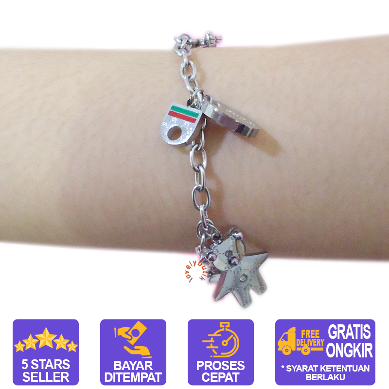 Lovelybutik - Gelang Tangan Titanium Anti Karat Tasya Gelang Tangan Wanita Titanium Ukuran 21 cm Silver BONUS KOTAK PERHIASAN Lovelybutik - Gelang Tangan Titanium Anti Karat Tasya Gelang Tangan Wanita Titanium Ukuran 21 cm Silver BONUS KOTAK PERHIASAN