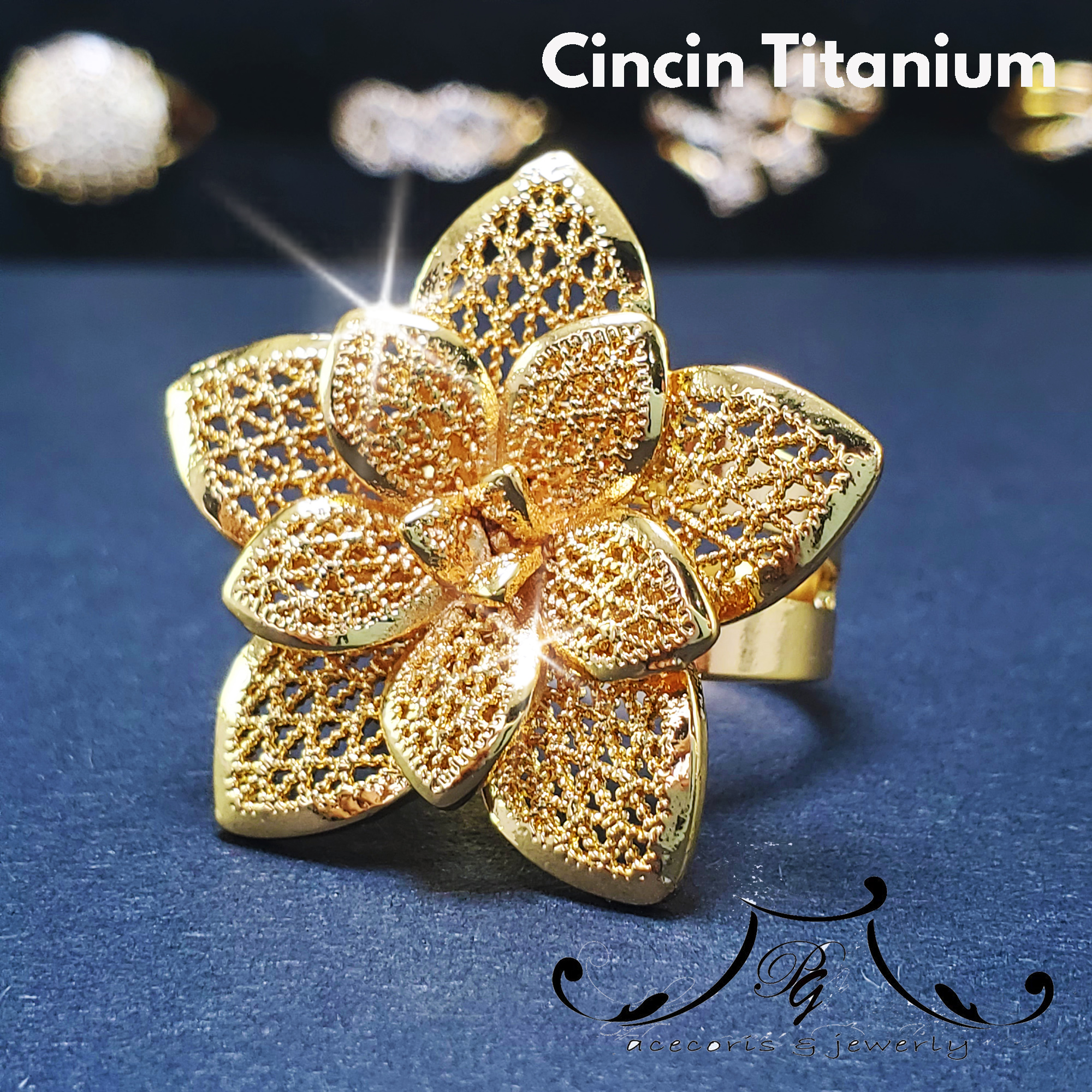 Cincin Wanita Titanium Anti Luntur Motif Dubai Cantik Elegan- gold Cincin Wanita Titanium Anti Luntur Motif Dubai Cantik Elegan- gold