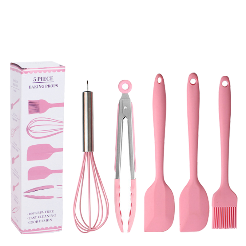 HAN RIVER Set 5pcs Silicone Kitchen Utensil Spatula Cooking Set peralatan masak sutil spatula HAN RIVER Set 5pcs Silicone Kitchen Utensil Spatula Cooking Set peralatan masak sutil spatula