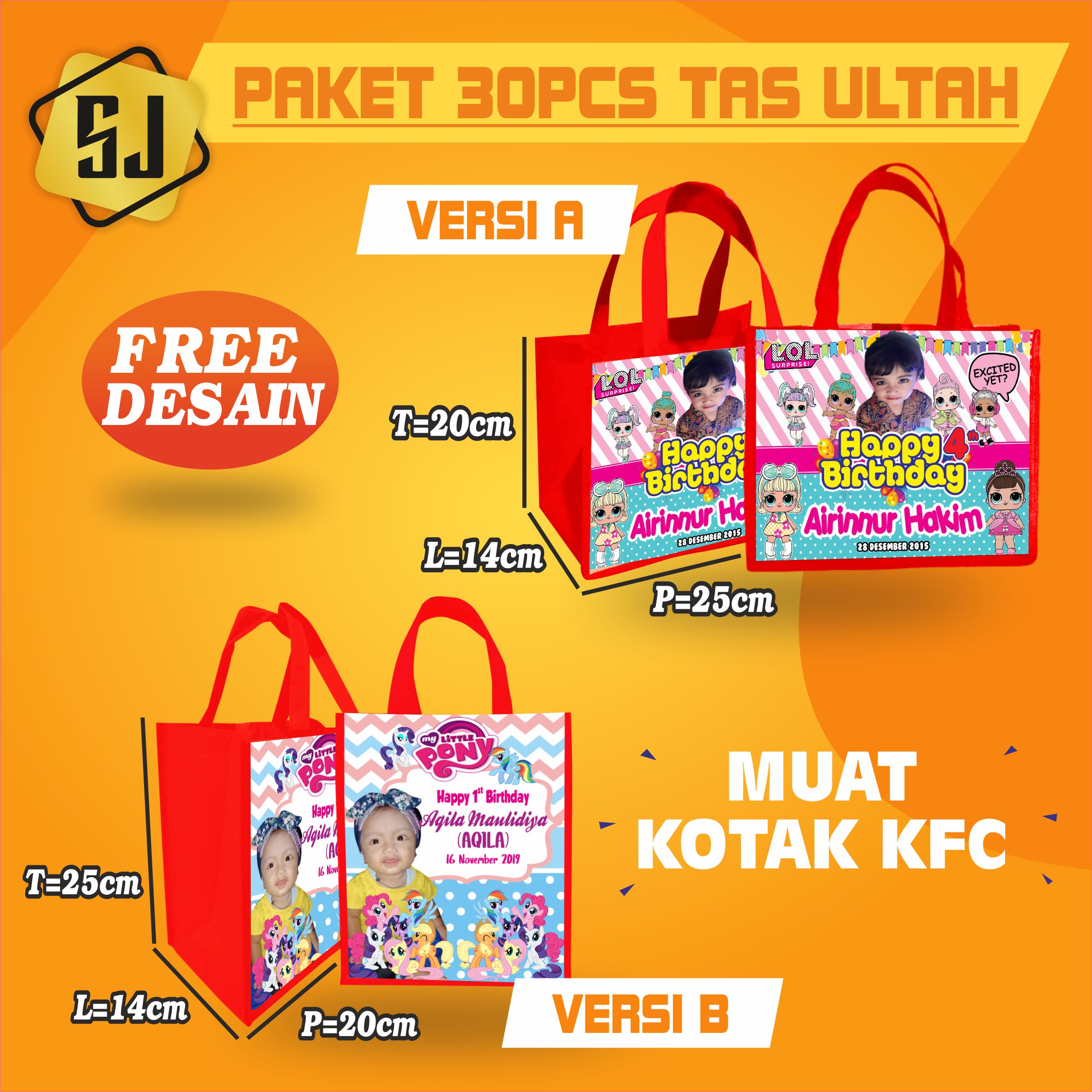 Tas Ulang Tahun Anak / Goodie bag Ultah / Paket Tas Ultah Anak Custom Free Desain Tas Ulang Tahun Anak / Goodie bag Ultah / Paket Tas Ultah Anak Custom Free Desain