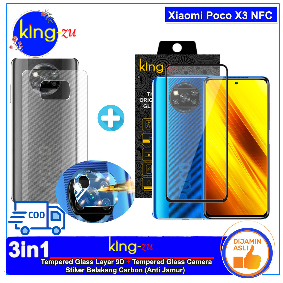 Xiaomi Poco X3 NFC 6.67" 2020 (Paket 3in1) Tempered Glass Full Glue Tempered Anti Gores Kaca LAYAR +Tempered Glass Camera pelindung camera + Stiker Carbon Belakang ( Anti Jamur ) Xiaomi Poco X3 NFC 6.67" 2020 (Paket 3in1) Tempered Glass Full Glue Tempered Anti Gores Kaca LAYAR +Tempered Glass Camera pelindung camera + Stiker Carbon Belakang ( Anti Jamur )