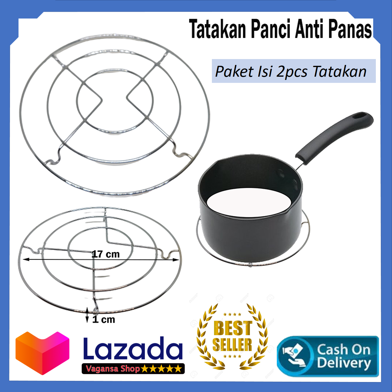 2pcs Tatakan panci tahan panas stainless 17cm / Alas Anti Panas Serbaguna 2pcs Tatakan panci tahan panas stainless 17cm / Alas Anti Panas Serbaguna