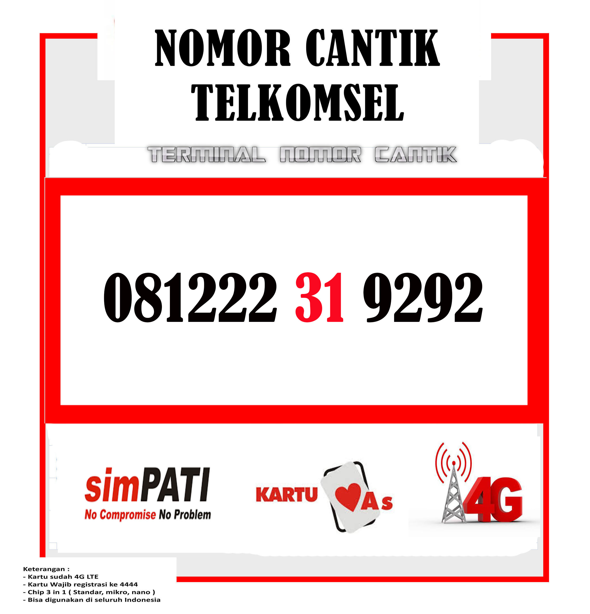 Nomor cantik simpati telkomsel 4G LTE NOCAN TELKOMSEL Abab aabb bisa COD Nomor cantik simpati telkomsel 4G LTE NOCAN TELKOMSEL Abab aabb bisa COD