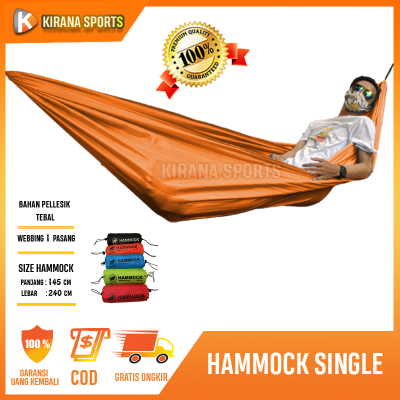 Hammock Single Ayunan Gantung Camping Outdoor / Tempat Tidur Hemok Dewasa Tebal Kuat - HSL001 Hammock Single Ayunan Gantung Camping Outdoor / Tempat Tidur Hemok Dewasa Tebal Kuat - HSL001