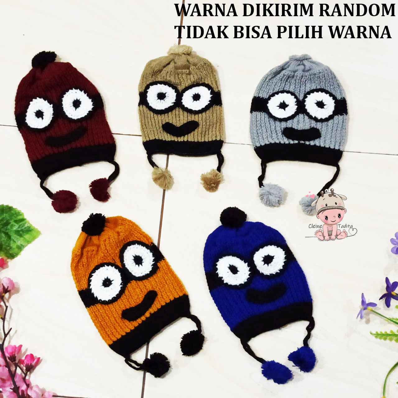Cleine Tadita - Topi Bayi Kupluk Rajut Bayi Newborn Murah Warna Random Cleine Tadita - Topi Bayi Kupluk Rajut Bayi Newborn Murah Warna Random