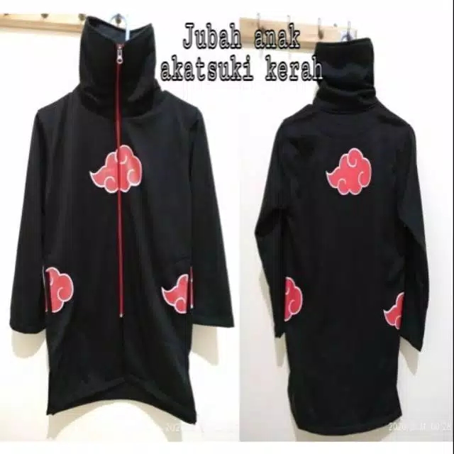 Jaket jubah sweater hoodie anak anime naruto akatsuki kerah pria/wanita Jaket jubah sweater hoodie anak anime naruto akatsuki kerah pria/wanita