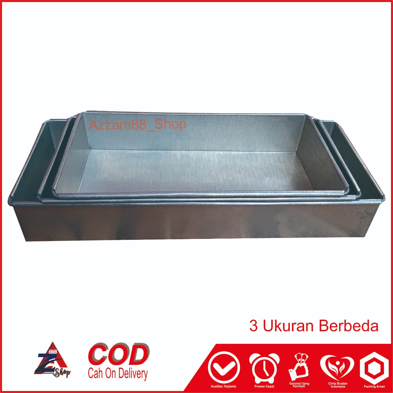 3 Pcs Loyang Brownies Beda ukuran / Loyang Murah / Loyang Kue Galvalum 3 Pcs Loyang Brownies Beda ukuran / Loyang Murah / Loyang Kue Galvalum