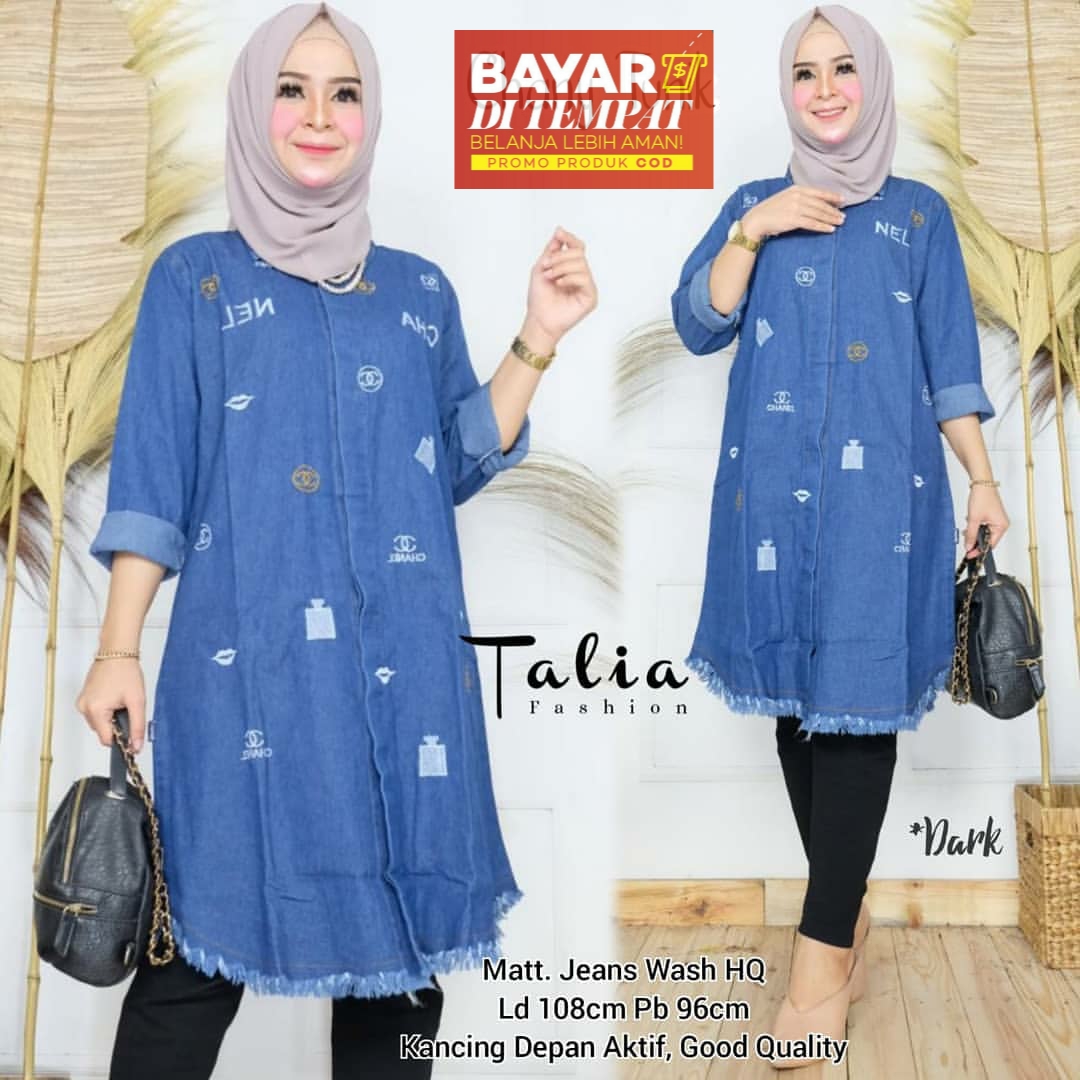 Atasan Wanita Blouse Lengan Panjang Jeans - Long Tunik Muslim Jeans - Blouse Korea Wanita Busui Ponia - Baju Denim Wanita Terbaru Atasan Wanita Blouse Lengan Panjang Jeans - Long Tunik Muslim Jeans - Blouse Korea Wanita Busui Ponia - Baju Denim Wanita Terbaru