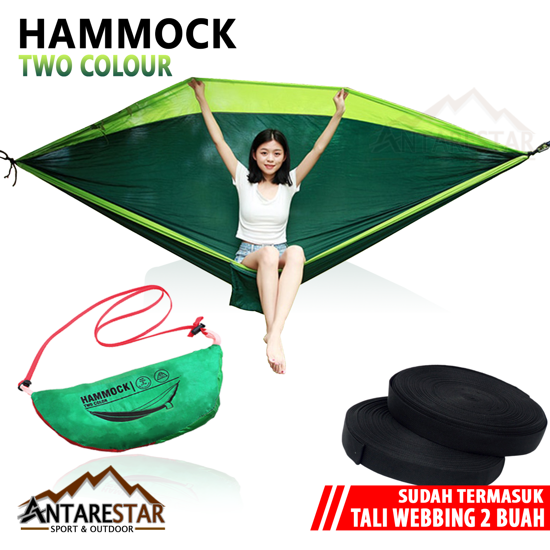 Hammock Double Ayunan Gantung Kombinasi 2 Warna Tempat Tidur Ayunan Kasur Gantung Camping Outdoor Hammock Double Ayunan Gantung Kombinasi 2 Warna Tempat Tidur Ayunan Kasur Gantung Camping Outdoor