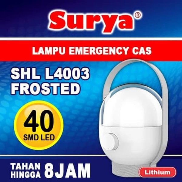 Surya Lampu Emergency Petromak LED Super Terang SHL L4003 FROSTED LED 40 SMD with Dimmer Switch Rechargeable 8 Jam Surya Lampu Emergency Petromak LED Super Terang SHL L4003 FROSTED LED 40 SMD with Dimmer Switch Rechargeable 8 Jam