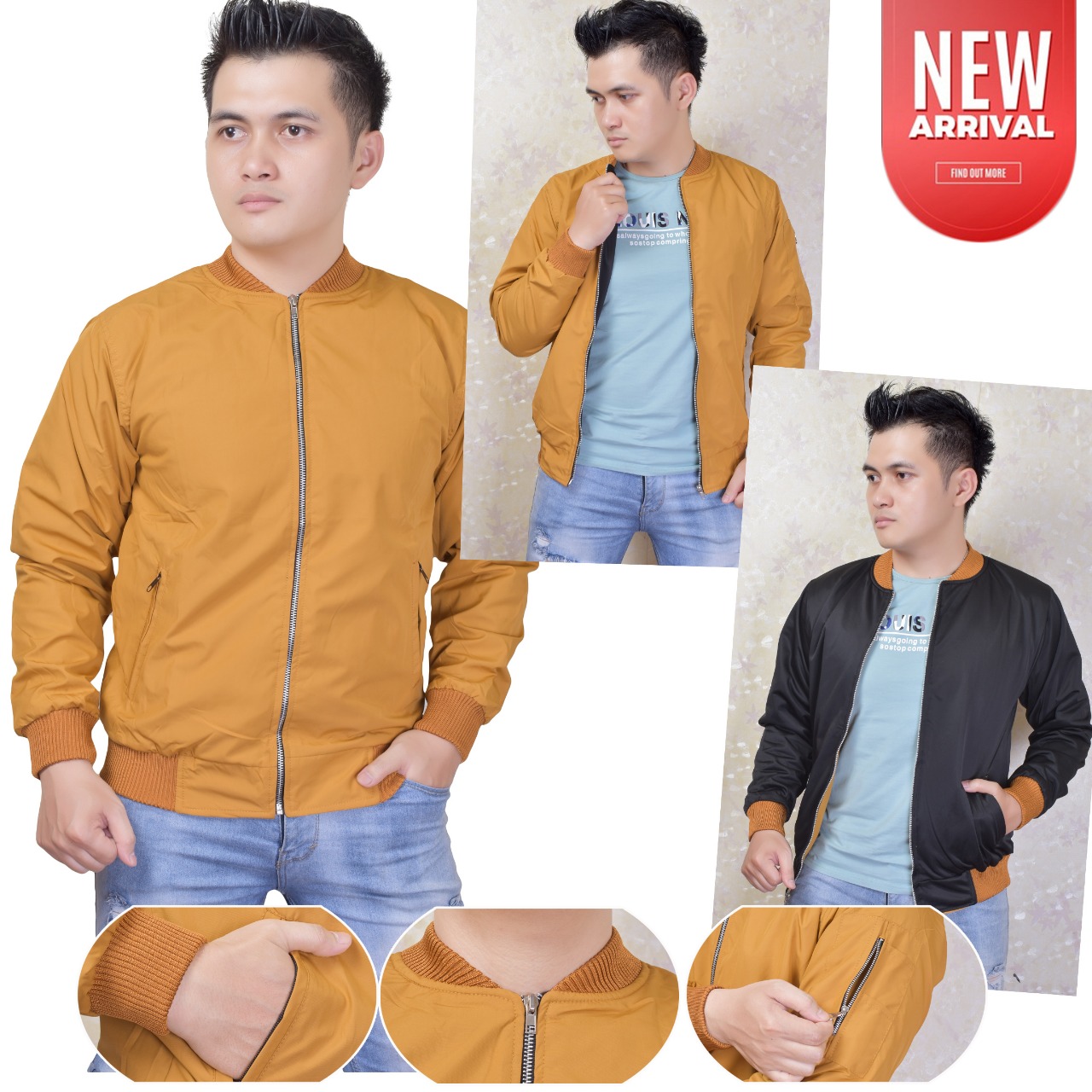 FAHIM STORE Jaket Bomber Polos Pria Hitam - Navy - Marun - Hijau - Cream- Kuning FAHIM STORE Jaket Bomber Polos Pria Hitam - Navy - Marun - Hijau - Cream- Kuning