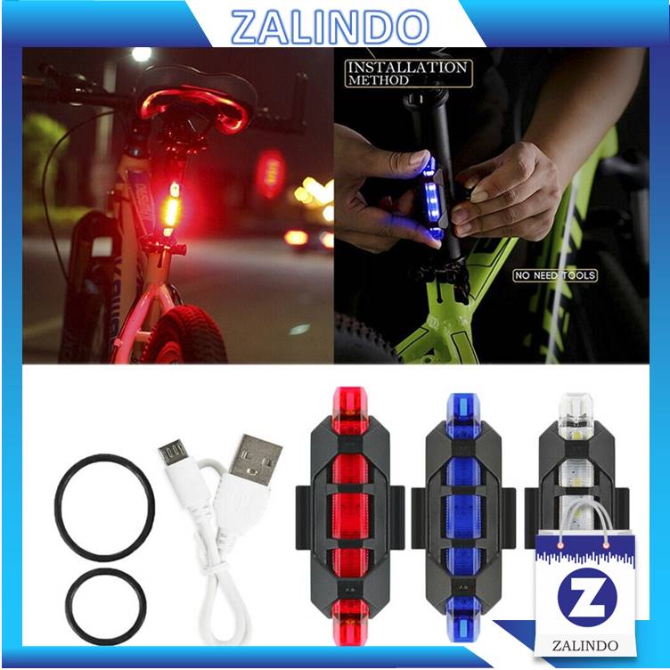 Zalindo - Lampu Belakang Sepeda LED USB Rechargeable Anti Air / Cycling Lamp / Lampu LED Sepeda Zalindo - Lampu Belakang Sepeda LED USB Rechargeable Anti Air / Cycling Lamp / Lampu LED Sepeda