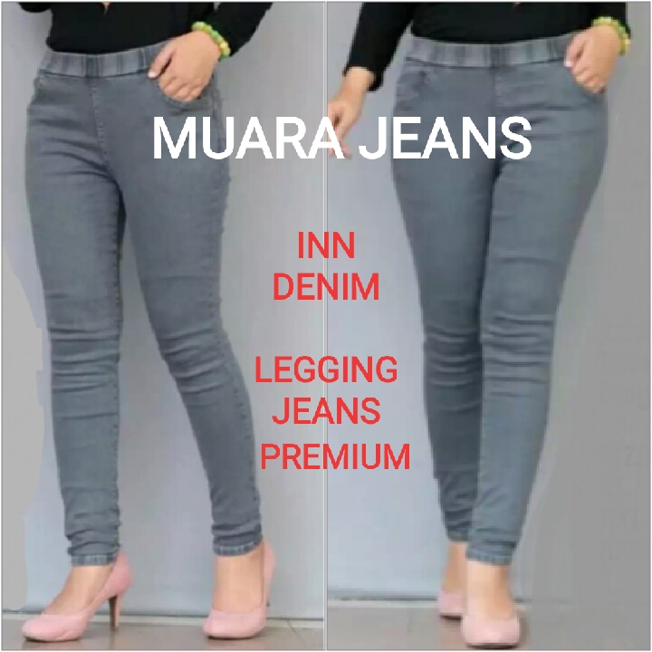 Celana Jeans Wanita Jumbo - Pinggang Karet - Denim Street Melar Celana Jeans Wanita Jumbo - Pinggang Karet - Denim Street Melar