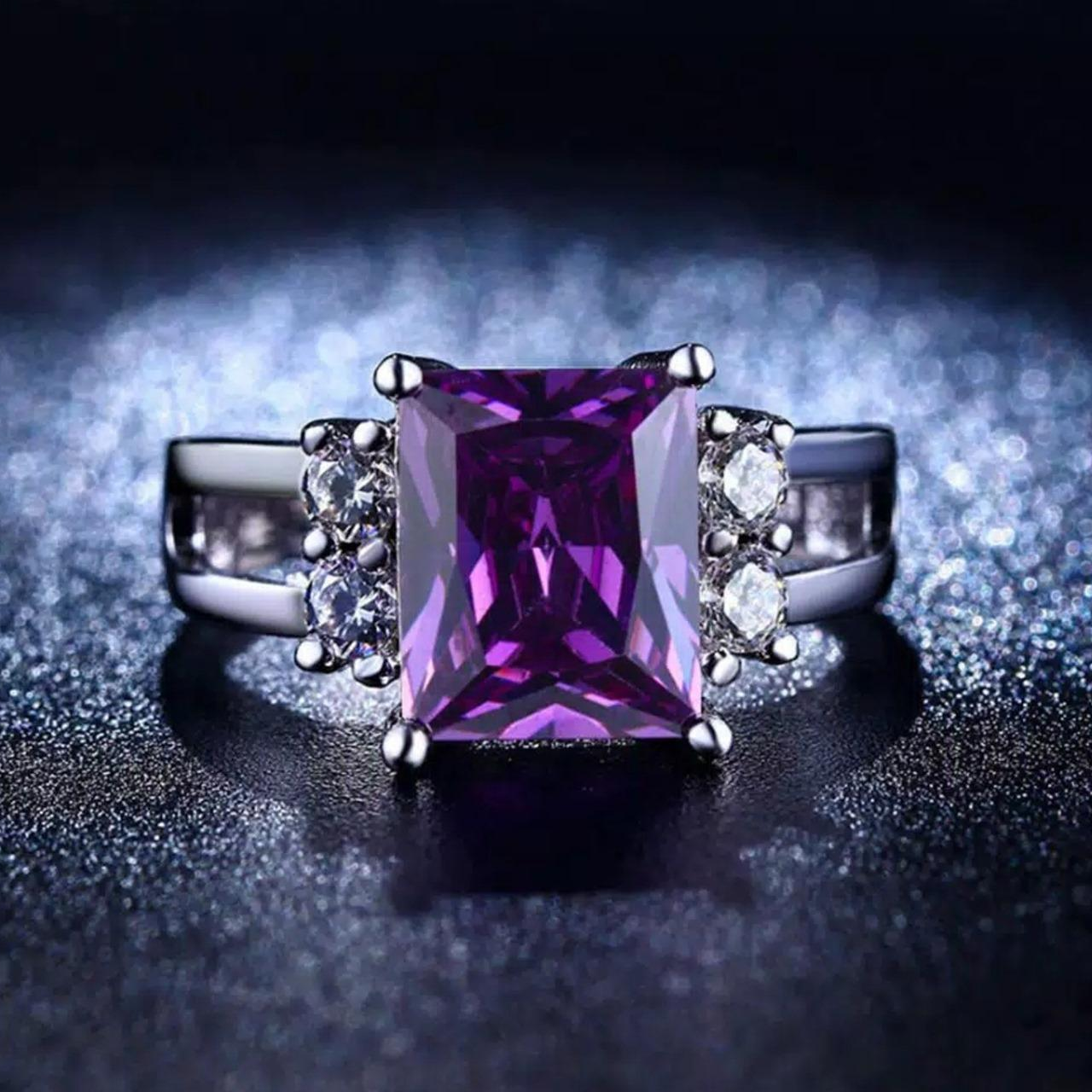 Cincin Permata Ungu Kristal Berlian Wanita CCMBPU Cincin Permata Ungu Kristal Berlian Wanita CCMBPU