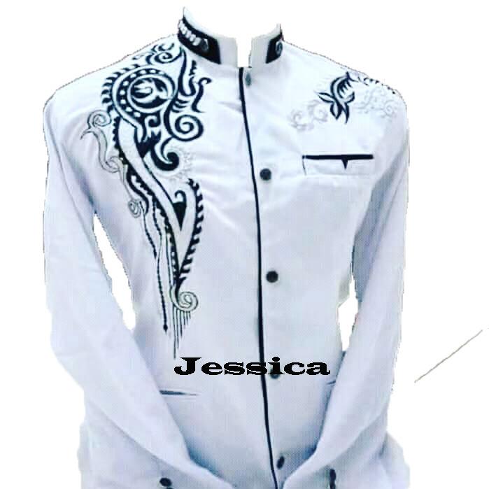 AJ Diskon!!!Sale!!!/jasko pria/busana muslim pria/atasan muslim pria/baju koko/jasko terbaru/fashion muslim pria jasko bordir putih lis kerah hitam motif JSC AJ Diskon!!!Sale!!!/jasko pria/busana muslim pria/atasan muslim pria/baju koko/jasko terbaru/fashion muslim pria jasko bordir putih lis kerah hitam motif JSC