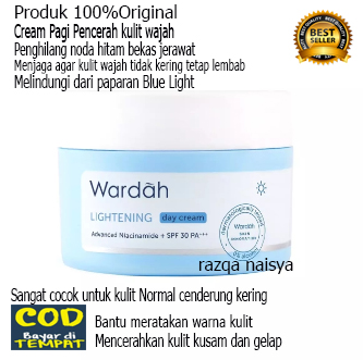 COD Day Cream Wardah / Penghilang noda hitam bekas jerawat / Cream yang Ampuh menyamarkan flek hitam / Cream wajah terlaris / Lightening Day Cream yang Original COD Day Cream Wardah / Penghilang noda hitam bekas jerawat / Cream yang Ampuh menyamarkan flek hitam / Cream wajah terlaris / Lightening Day Cream yang Original